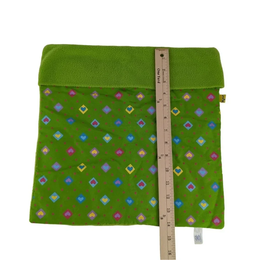 Build A Bear Green Blanket & Pillow Bedding Pink Polka‎ Dot Hearts Fleece BABW